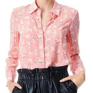 Alice + Olivia Willa Silk Pink Poodle Shirt